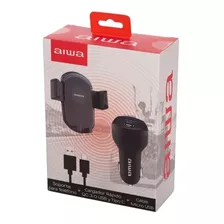 Cargador De Auto Aiwa Mas Soporte Teléfono Aw-h73c