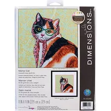 Dimensions Mama Cat Kit De Punto De Cruz, Multicolor