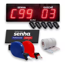 Kit Senha Guichê Comum Preferencial Bico De Pato 5 Controles