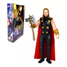 Boneco Thor 29cm Com Som E Luz Articulado Com Capa E Martelo