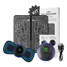 Kit Massageador Ems Eletrico Tapete Pés Pescoço Coluna Perna