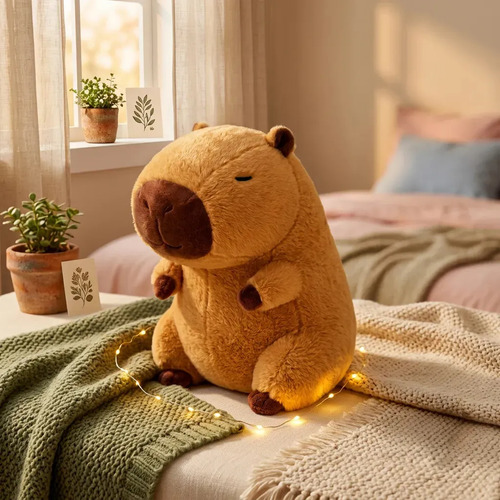 Capivara Filó Pelúcia Gigante Antialérgica 23cm Bichinho Macio Brinquedo Infantil E Adulto Decoração Quarto Presente Criativo Marrom Confortável Lavável Poliéster Fibra Siliconada Brasiliana Tech