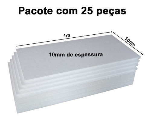 Placa De Isopor Espessura 10mm Pacote C/25 Unidades 100x50cm