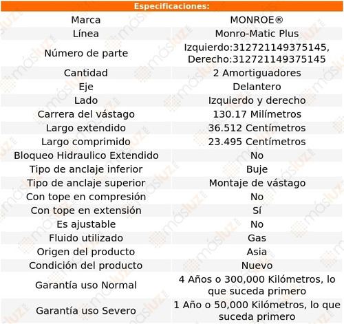 Kit 2 Amortiguadores Del Gas Monro-matic Plus Passport 94/95 Foto 3