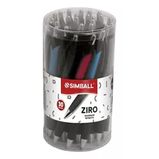 30 Lapiceras Simball Ziro Retráctil Con Grip 1.0 Mm Color De La Tinta Negro Color Del Exterior Multicolor