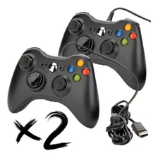 Kit 2 Controle Xbox 360 Pc Windows Notebook Com Fio Xboxslim