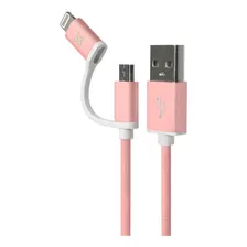 Cable 2en1 Microusb+lightning 1m Klipxtreme Kac-210 Color Rosa