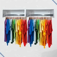 2 Cabideiro Closet Quarto Arara Suspensa Roupa Mdf Branco