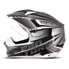 Capacete Moto Pro Tork Adventure Preto E Branco 58