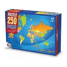 Puzzle 250 Peças Quebra Cabeça Mapa Mundi 