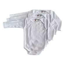 Body Bebê - Suedine (kit C/3) - Liso - Manga Longa - Branco