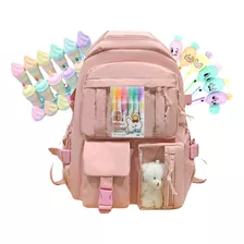 Mochila Feminina Escolar Menina Bolsa 17 Coral C/ Estojo Nf