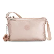 Bolsa Bandolera Kipling Mikaela Diseño Liso De Nailon Quartz Metallic Con Correa De Hombro Rosa Claro