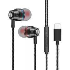 Auriculares Jd Sound Pro Cable Manos Libres Con Entrada Tipo Compatible Con iPhone 15 Color Negro