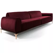 Sofá 3 Lugares Para Sala Molino 230cm Veludo Marsala B-278