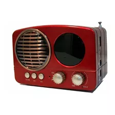 Parlante Cmik Bluetooth Con Radio Fm Vintage Color Rojo