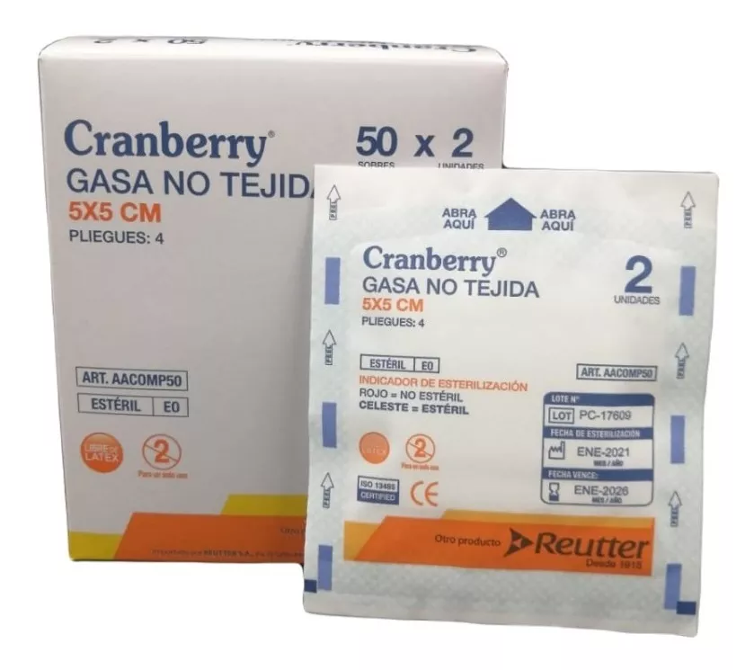 Gasa Estéril 5x5- Caja 50 Unidades Cranberry