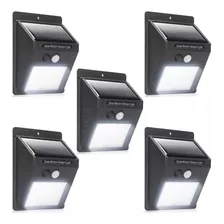 Kit 5 Luminária Solar Led Com Sensor Jardim Luz Prova D'água