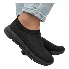 Tênis Meia Feminino Slip On Elástico Confortável Sem Cadarço