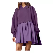 Vestido W Para Mujer, Talla Grande, Manga Larga, Sudadera Co