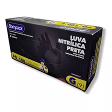 Luva Nitrilica Preta Uso Industrial Bompack Cx C/100 Un