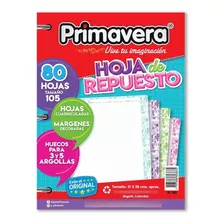 Hoja Repuesto Carta X 80 Hojas Primavera Cuadros