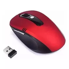 Mouse Sem Fio Wireless 2.4ghz Usb Alcance 10m Vermelho