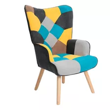 Butaca Silla Sillon Posa Brazos De Diseño Patchwork Comedor Estructura De La Silla Jeremia