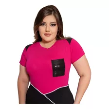 Blusa Feminina Manga Curta Com Paetês T-shirt Brilho