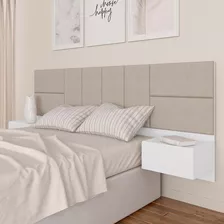 Cabeceira Suspensa Para Cama Casal Malibu Bran/bege - Ma Cor Branco/bege 03