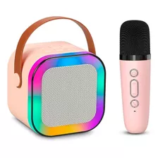 Parlante Bluetooth Luz Portatil Usb + Microfono Karaoke K12 Color Rosa