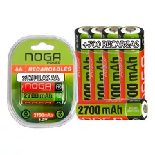 Pilas Aa Recargables Pack De 12 Noganet 2700mah 1.2 Pcreg