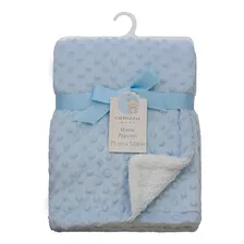 Mantinha Bebê Infantil Popcorn Camesa Azul 75 Cm X 1,00 M Liso