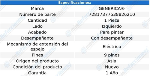 Espejo Izquierdo Elect P/pintar Duster 21 Al 22 Genrica Foto 2