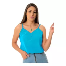 Regata Blusa Botoes Perolas Alça Feminina Moda Camiseta Moda