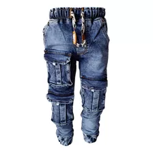 Jogger Mezclilla Skinny Cargo Roto Biker Hip Hop Niño 4-16