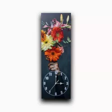 Reloj De Pared Manos Con Flores, La Medida Es De 24x70cm
