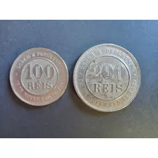 Moedas Brasil 100 E 200 Réis República Níquel - 1889 