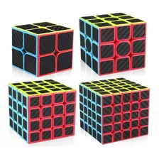 Kit Cubos Mágicos Profissionais 2x2+3x3+4x4+5x5 Moyu Carbon Cor Da Estrutura Preto