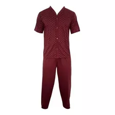 Pijama Botão Masculino Manga Curta E Calça Roupa De Dormir