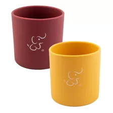 Set De 2 Vasos Entrenadores Papu Baby De Silicón Para Bebés Color Amarillo/magenta