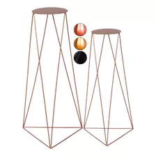 2 Vaso Suporte Tripé Chão Table Triangular 80cm 60cm Alto