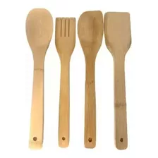 Set 4 Utensilios De Madera Para Cerámica Teflón Serbazares