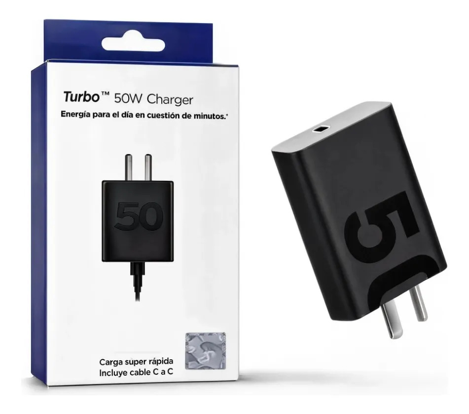 Cargador 50w Turbo Para Motorola Razr 70 Ultra Carga Rapida Negro