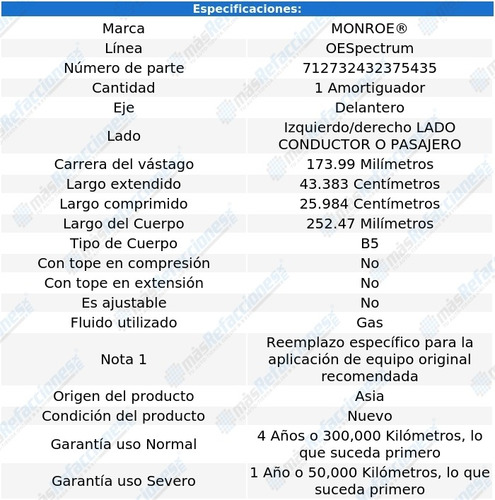 Amortiguador Oespectrum Conductor O Pasajero Del Sc1 93-02 Foto 3