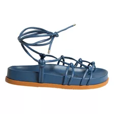 Papete Birken De Amarração Feminina Branco Preto E Azul 5168