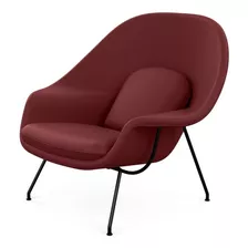 Poltrona Womb Chair - Couro Ecológico - Base Preta