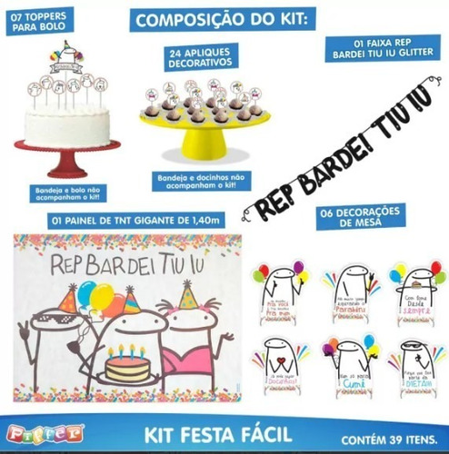 FESTA MEME BENTO FLORK - Loja do Abençoado Festas Artigos para festas e  Decoração de Aniversário com os melhores preços e condições ! Compra 100%  Segura