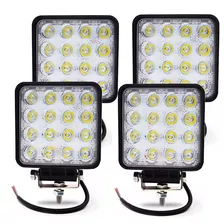 Kit 4 Farol Led Milha Longo Alcance Jeep Trilha Off Roud 48w