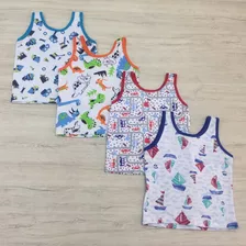 Kit C/ 10 Regata Infantil E Bebê De Malha 100% Algodão